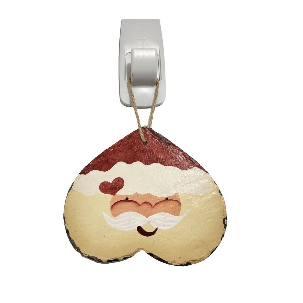 Plain Jane Handcrafted Santa Slate Plaque Hand Cut Ornament Christmas Holiday